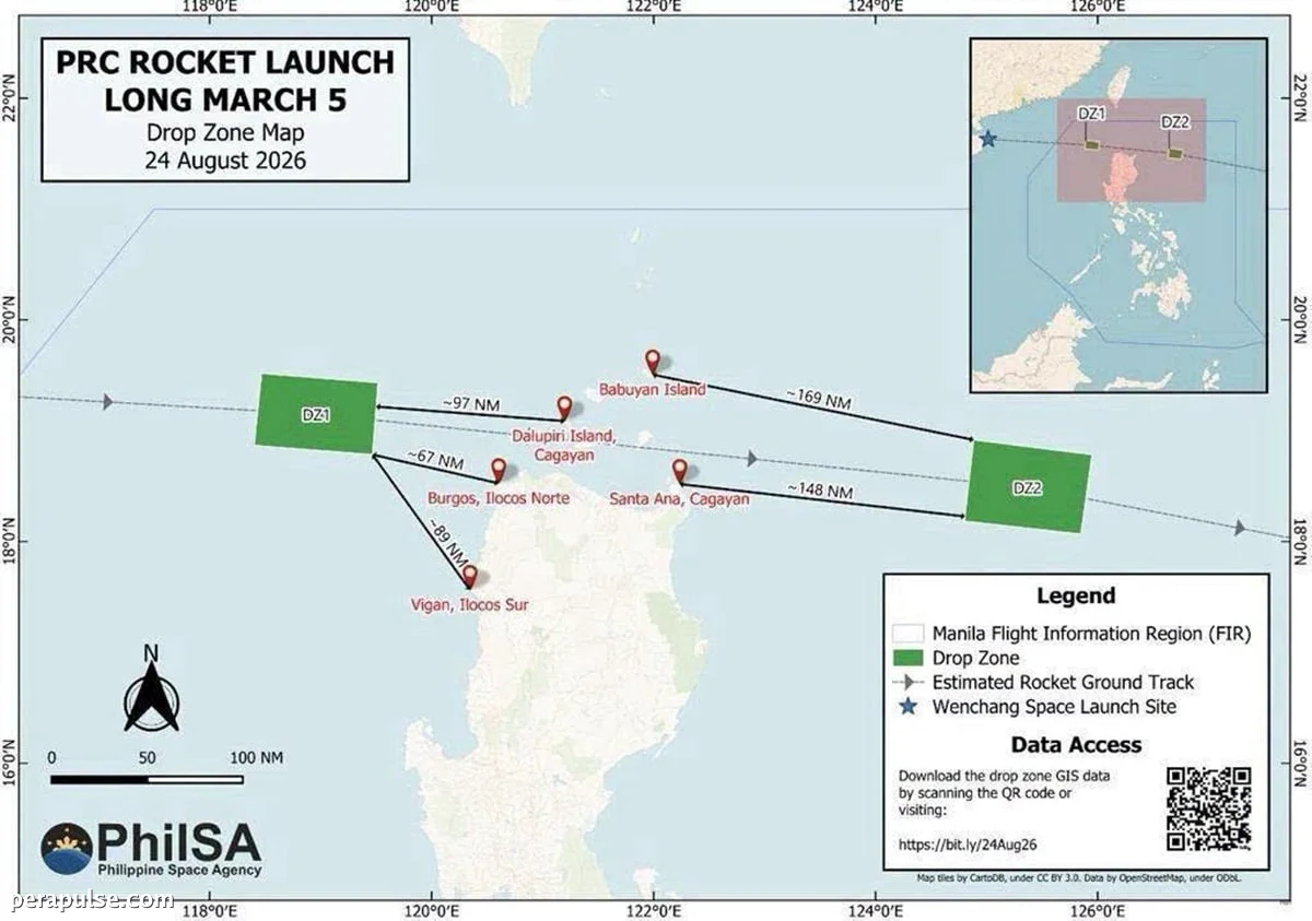 Nagbigay-babala ang Coast Guard sa Cagayan at Ilocos tungkol sa Posibleng Debris ng Rocket mula sa Tsina
