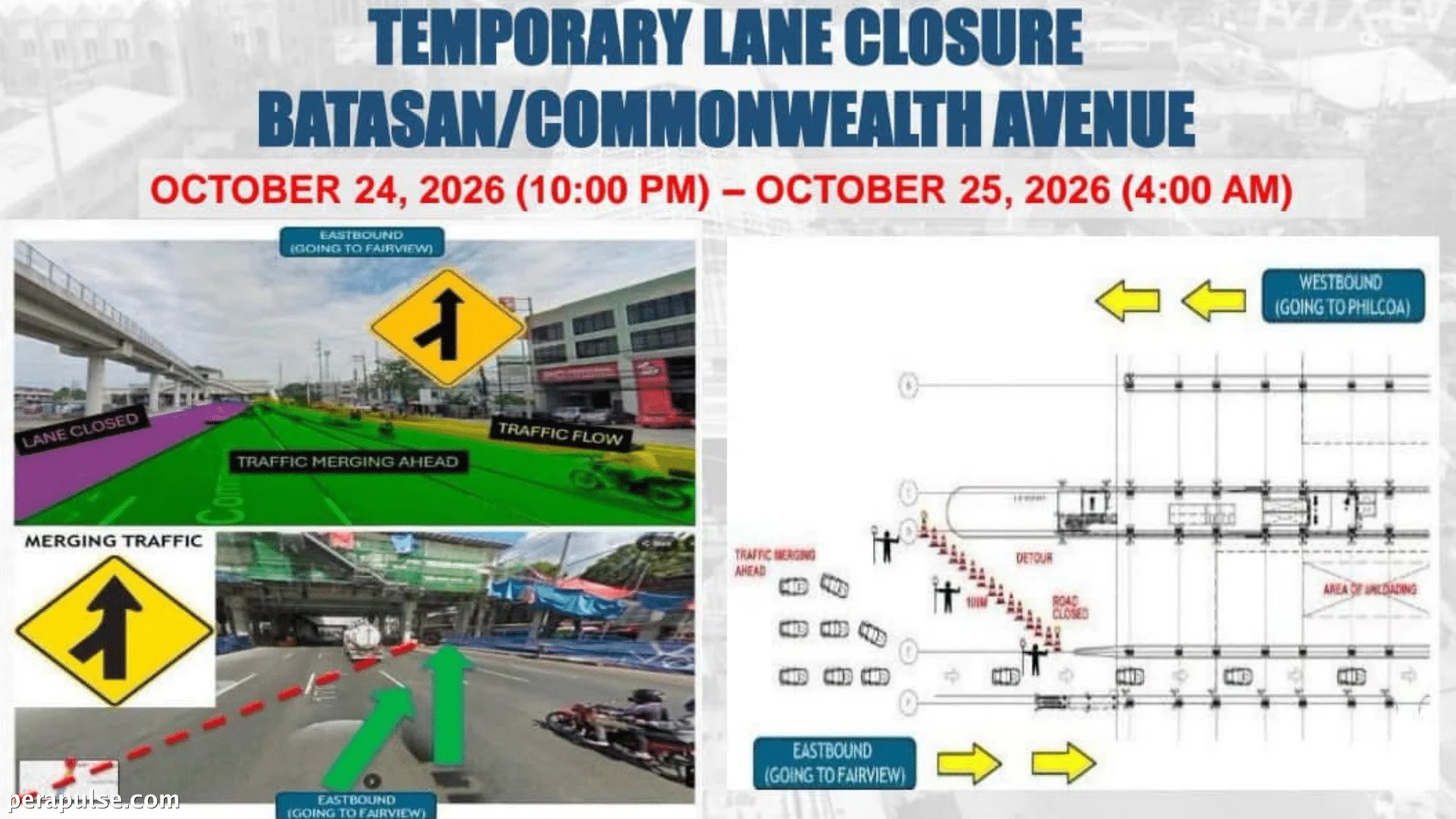 Commonwealth Avenue Lanes Closing for MRT-7 Works on Oct. 24-25