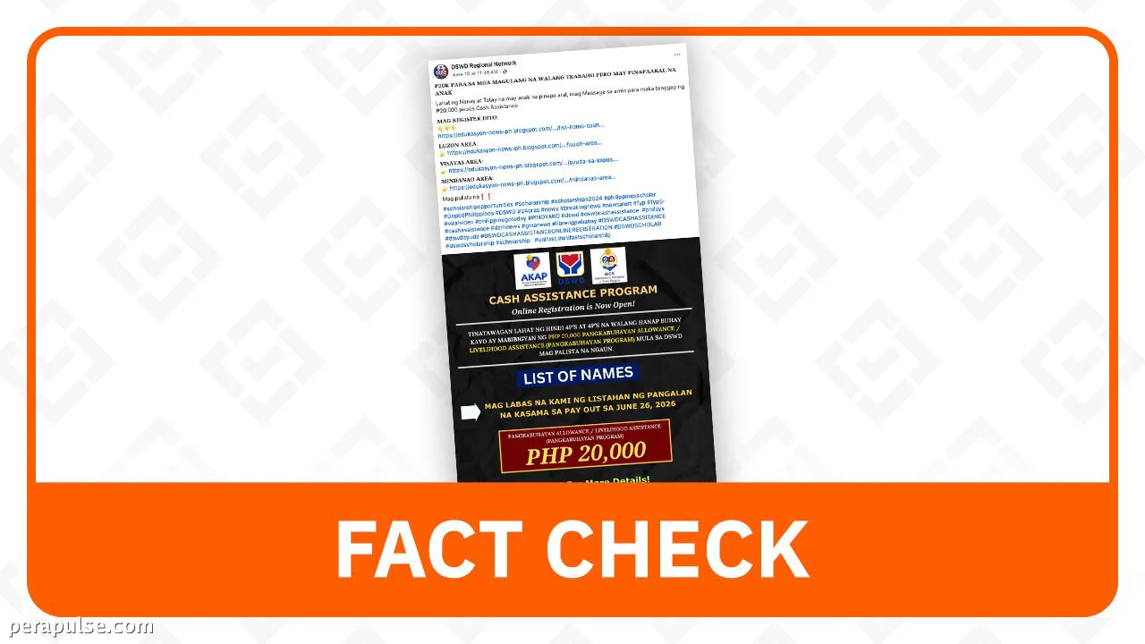 FACT CHECK: P20,000 AICS, AKAP Cash Aid Links Are Fake