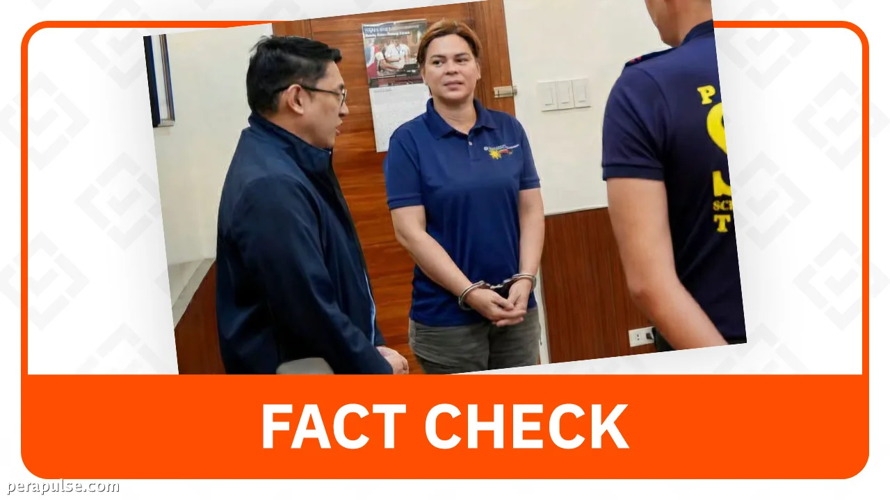 FACT CHECK: Ang Larawan ni Sara Duterte na may Kadenang Paa ay Binago, Walang Pag-aresto na Nangyari