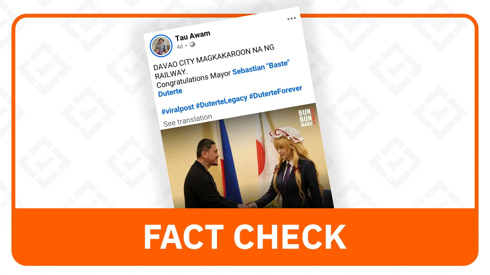 FACT CHECK: Viral Post Misleadingly Claims Davao City Signs Railway Deal with Anime Character