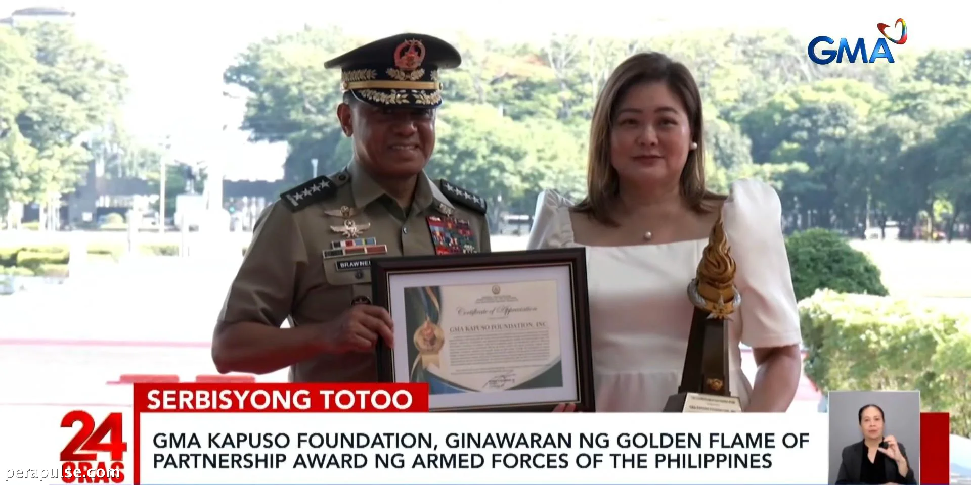 GMA Kapuso Foundation Honored with Golden Flame of Partnership Award by AFP