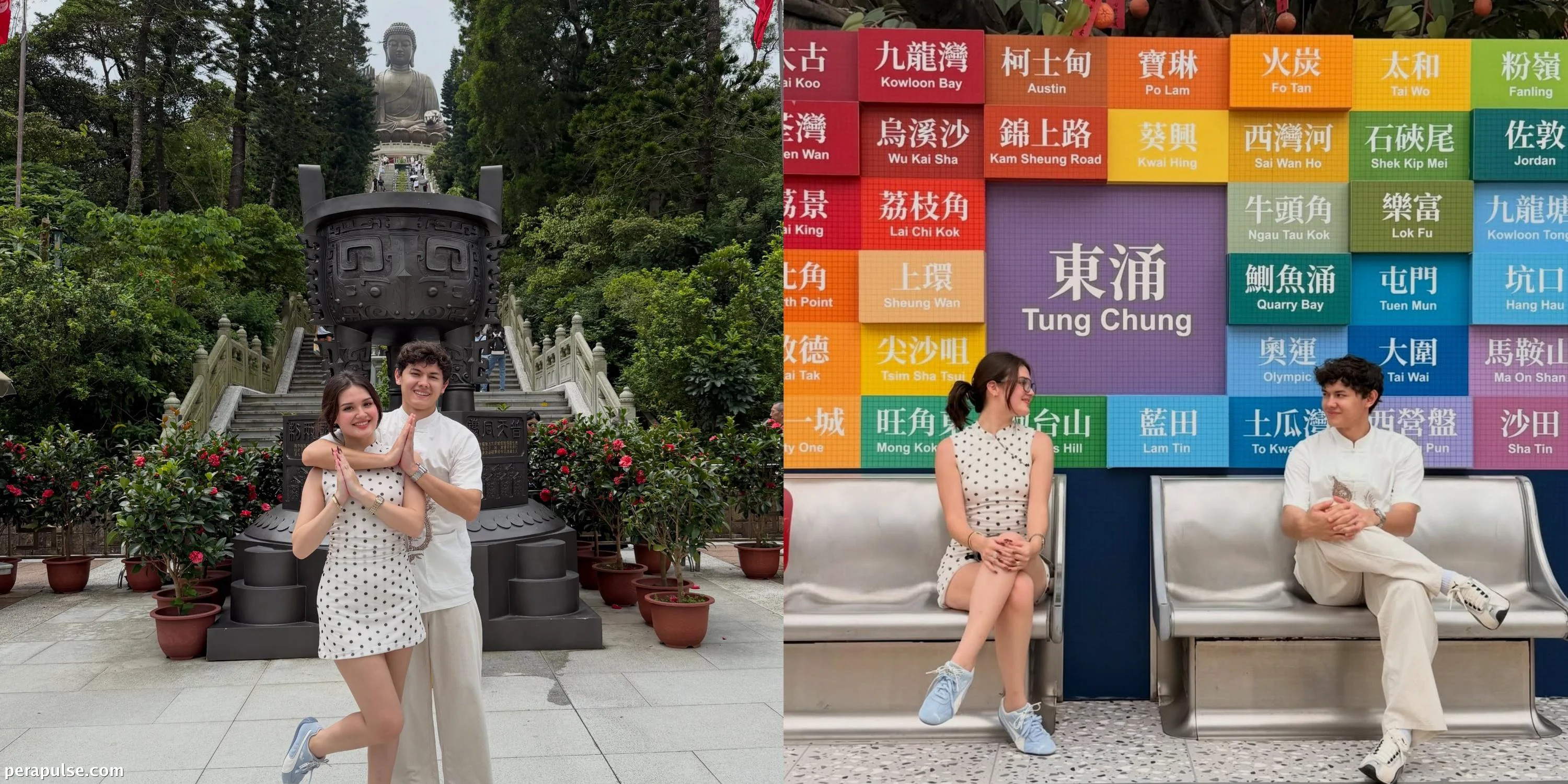 Josh Ford and Kira Balinger Explore Tian Tan Buddha on Hong Kong Vacation