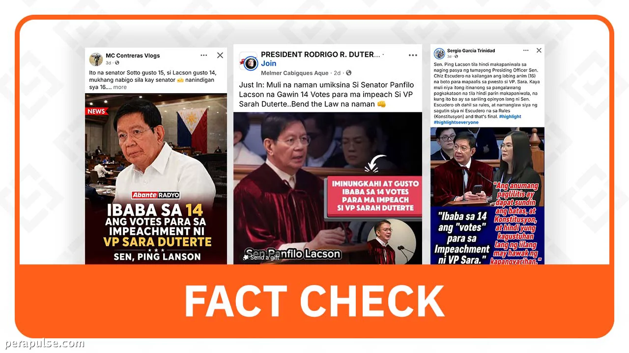 Lacson's Alleged Quote on Lowering VP Sara's Impeachment Vote Threshold Proven False