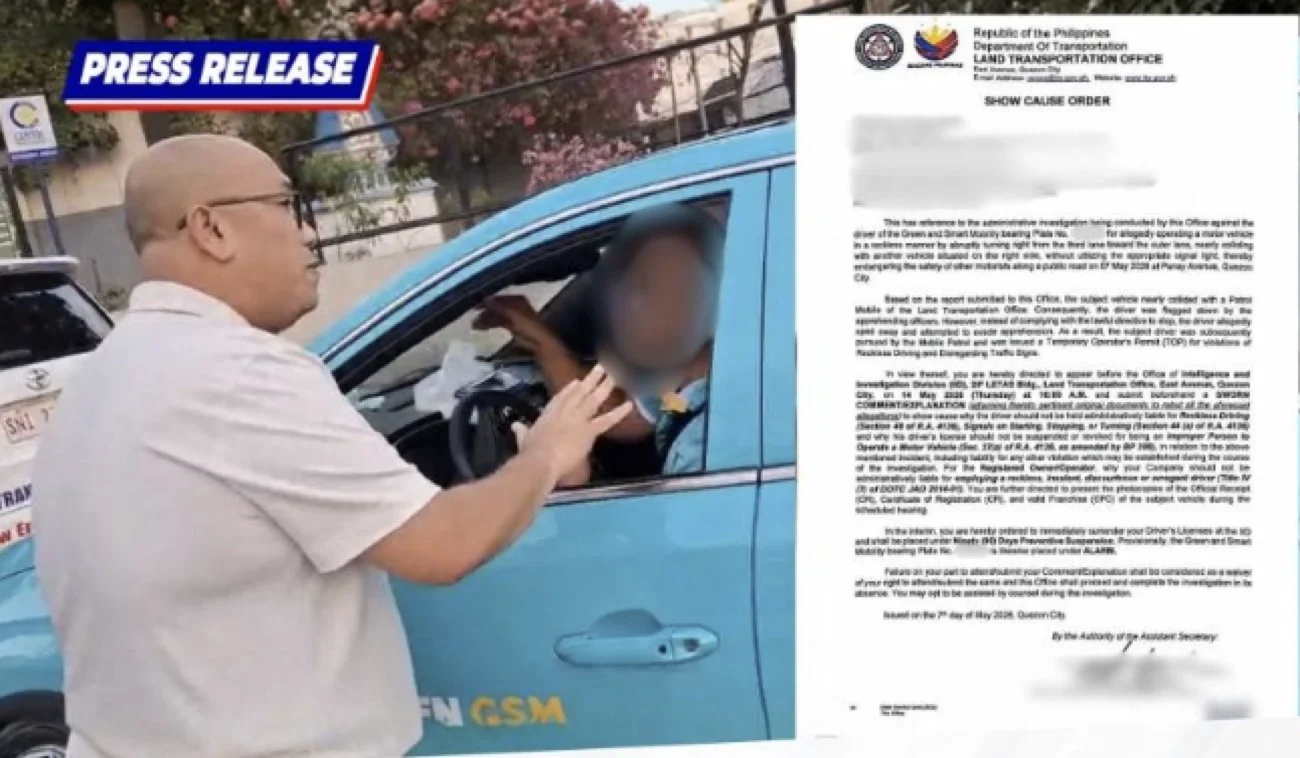 LTO Chief Apprehends Reckless Taxi Driver Evading Traffic Enforcers in QC