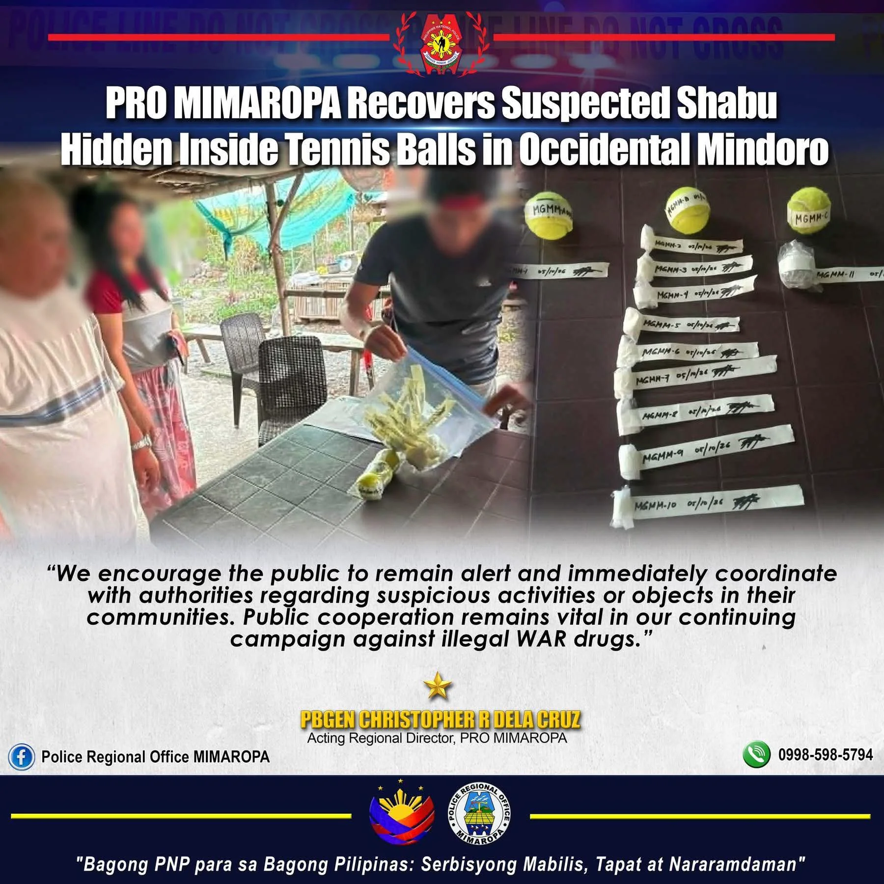 Police Recover Shabu Hidden in Tennis Balls in Occidental Mindoro