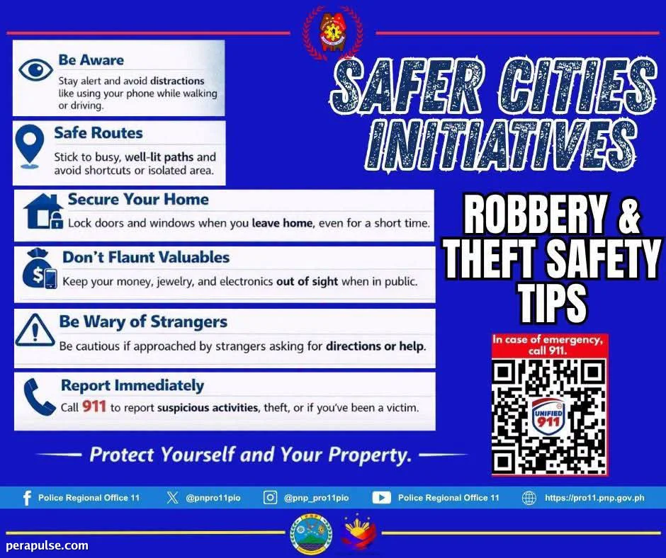 Nagbigay ang PRO XI ng Mahahalagang Tip sa Kaligtasan upang Labanan ang Pagnanakaw sa ‘Safer Cities’ Initiative