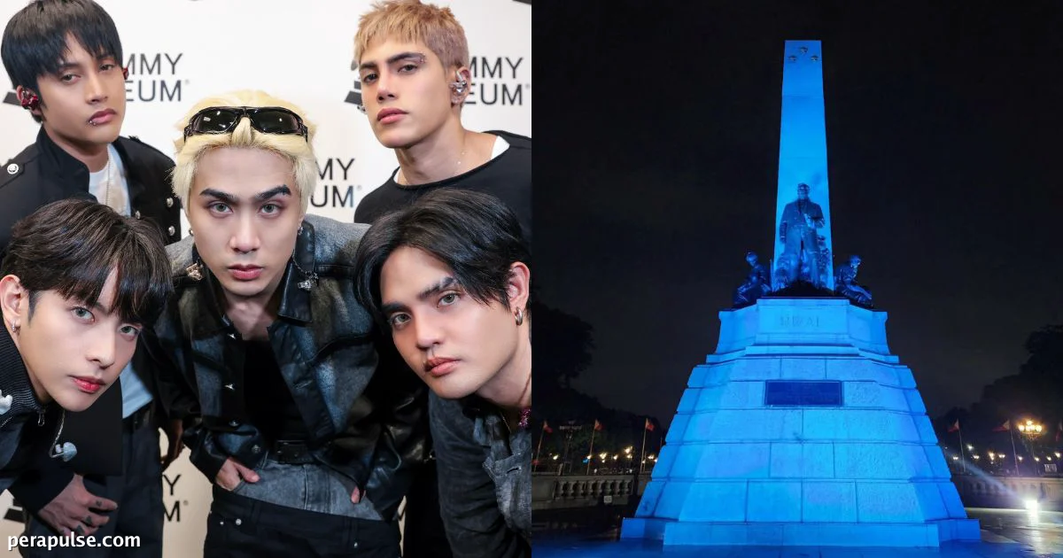 Rizal Monument Shines Blue in Support of SB19 at Lollapalooza