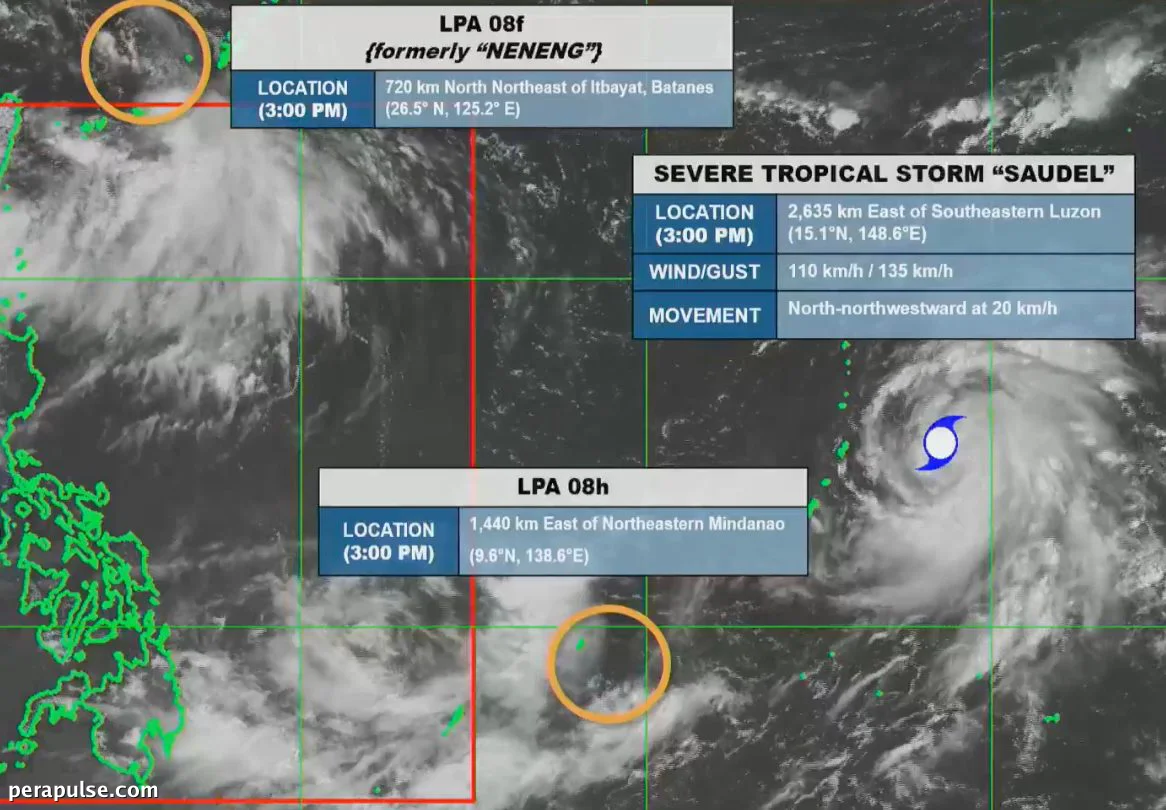 Malubhang Bagyong Saudel, Nabuo sa Labas ng Philippine Area of Responsibility