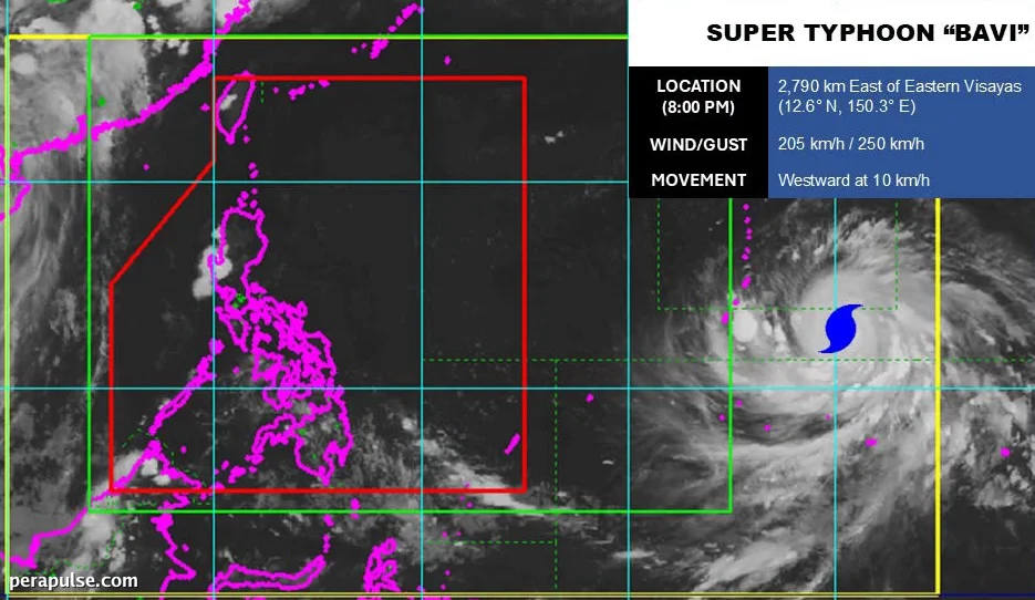 Pumapalakas na Super Typhoon Bavi sa Labas ng Philippine Area of Responsibility