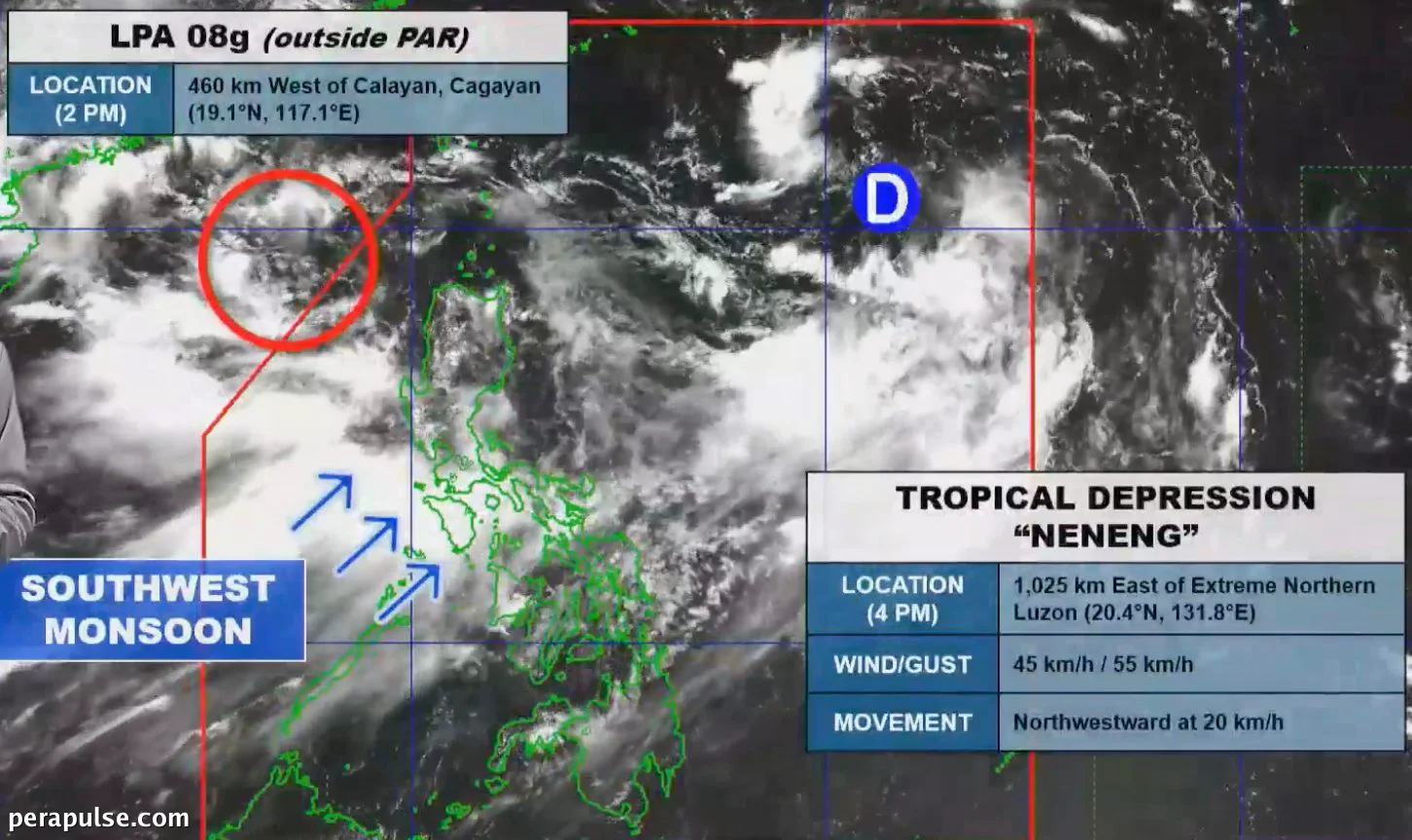 Tropical Depression Neneng Set to Strengthen Southwest Monsoon in the Philippines