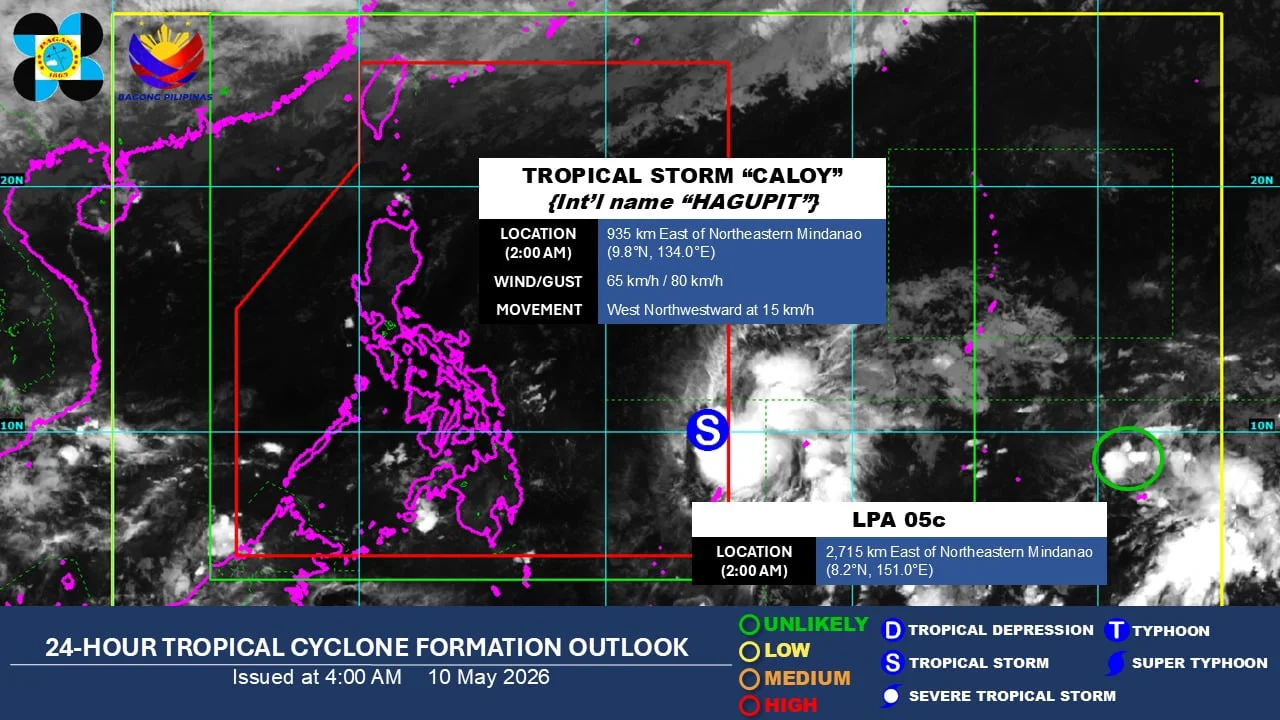 Tropical Storm Caloy Set to Weaken; No Immediate Threat to the Philippines