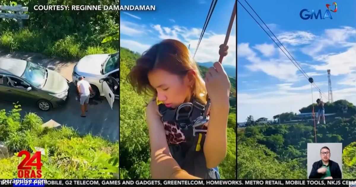 Viral na Insidente: Babae na Nakasabit sa Zipline Habang May Nangyayaring Banggaan ng Sasakyan sa Ibaba
